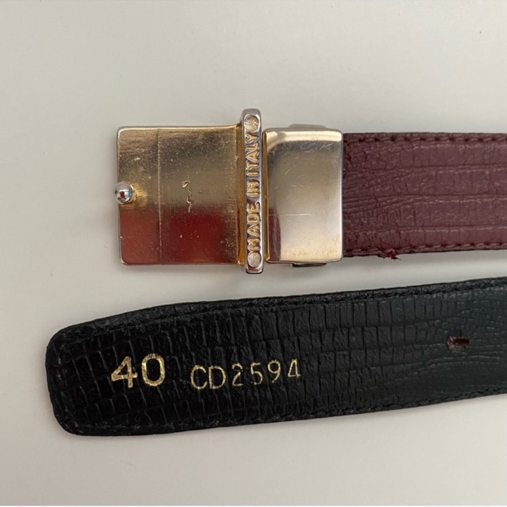 Christian Dior Vintage Double Sided Belt Black Leather with Silver Buckle - Picture 4 of 9